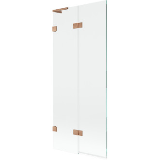 Mexen Lunar L vanová zástěna 2-křídlá levá 80 x 150 cm, průhledná, kartáčovaná měď - 897L-080-100-65-00-L