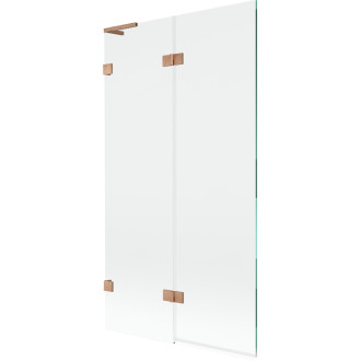 Mexen Lunar L vanová zástěna se 2 křídly, levá, 100 x 150 cm, průhledná, kartáčovaná měď - 897L-100-100-65-00-L