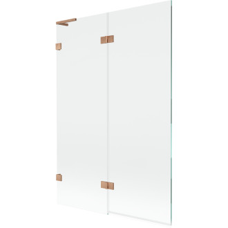 Mexen Lunar L vanová zástěna se 2 křídly, levá, 120 x 150 cm, průhledná, kartáčovaná měď - 897L-120-100-65-00-L