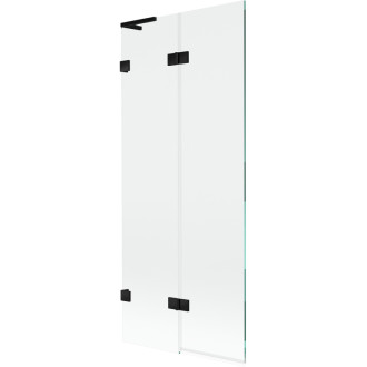 Mexen Lunar L 2dílná levá vanová zástěna 80 x 150 cm, průhledná, černá - 897L-080-100-70-00-L