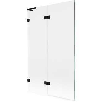 Mexen Lunar L 2dílná levá vanová zástěna 110 x 150 cm, průhledná, černá - 897L-110-100-70-00-L