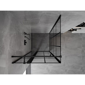 Mexen Mist T sprchový kout s levým výklopným uzávěrem 90 x 90 cm, černý rošt, černá - 8A4T-090-090-70-77-L