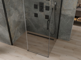 Mexen Omega výsuvná sprchová kabina 120 x 90 cm, průhledná, černá - 825-120-090-70-00