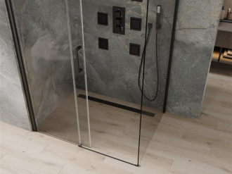 Mexen Omega výsuvná sprchová kabina 120 x 90 cm, průhledná, černá - 825-120-090-70-00