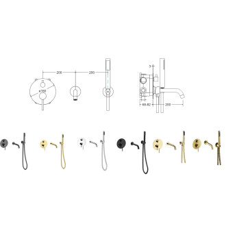 Podomítkový sprchový/vanový set VEO II zlatá broušená