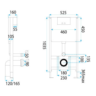 Rea Podomítkový WC systém K011A-Q + tlačítka I Brush Gold KPL-E9563