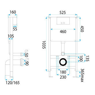 Rea Podomítkový WC systém K011A-Q + tlačítka I Brush Copper KPL-E9564