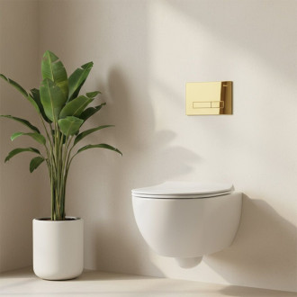 Rea Podomítkový WC systém K011A-Q + tlačítka I Brush Gold KPL-E9560