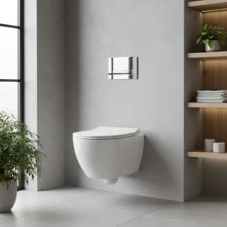 Rea Podomítkový WC systém K011A-Q + tlačítka I Brush Chrome KPL-E9561