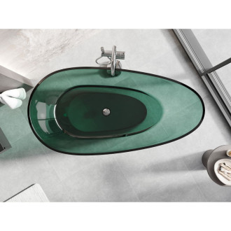 Mexen Glass teal wanna wolnostojąca transparentna 170 x 85 cm, korek chrom - 58061708511