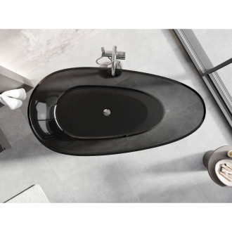 Mexen Glass black wanna wolnostojąca transparentna 160 x 80 cm, korek chrom - 58061608013