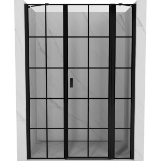 Sprchové dveře Mexen Mist s pravými panty 130 cm, černý rošt, černé - 8A4-130-001-70-77-P