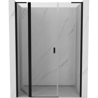 Sprchové dveře Mexen Mist L s otočným výklopným otvorem 160 cm, průhledné, černé - 8A4L-160-001-70-00