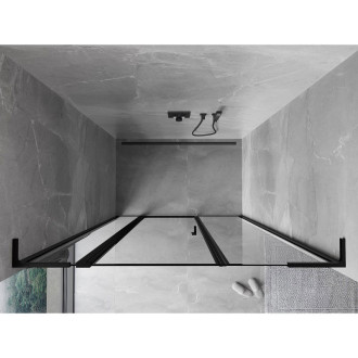 Mexen Mist L sprchové dveře s levými panty 135 cm, černý rám, černé - 8A4L-135-001-70-70-L