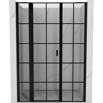 Mexen Mist L sprchové dveře s levými panty 135 cm, černý rošt, černé - 8A4L-135-001-70-77-L