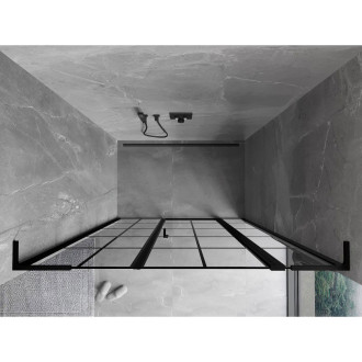 Sprchové dveře Mexen Mist L s pravými panty 135 cm, černý rošt, černé - 8A4L-135-001-70-77-P