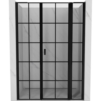Sprchové dveře Mexen Mist L s pravými panty 140 cm, černý rošt, černé - 8A4L-140-001-70-77-P