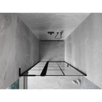 Mexen Mist L sprchové dveře s levými panty 90 cm, černý rošt, černé - 8A4L-090-000-70-77-L