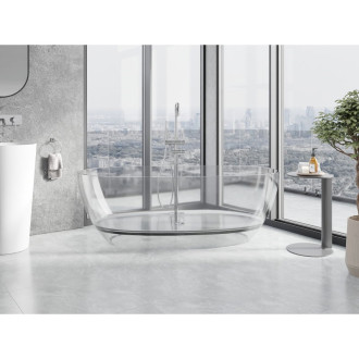 Mexen Pure clear wanna wolnostojąca transparentna 170 x 80 cm, korek chrom - 58071708008