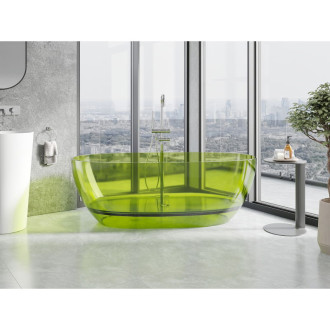 Volně stojící vana Mexen Pure lime průhledná 170 x 80 cm, chromová zátka - 58071708012