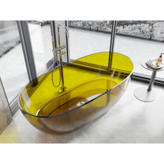 Mexen Pure honey wanna wolnostojąca transparentna 170 x 80 cm, korek chrom - 58071708015