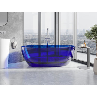 Mexen Pure sapphire wanna wolnostojąca transparentna 170 x 80 cm, korek chrom - 58071708016