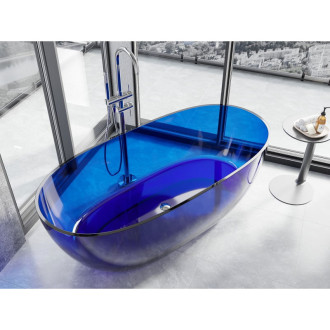 Mexen Pure sapphire wanna wolnostojąca transparentna 170 x 80 cm, korek chrom - 58071708016