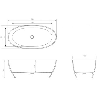 Mexen Orax black wanna wolnostojąca transparentna 170 x 80 cm, korek chrom - 58081708013