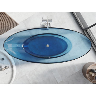 Mexen Vea denim wanna wolnostojąca transparentna 180 x 80 cm, korek chrom - 58091808007