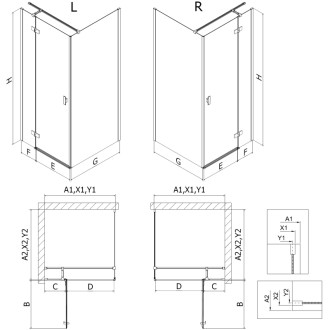Sprchový kout Mexen Mist-H T s pravými panty 105 x 75 cm, průhledný, kartáčovaná měď - 8A5T-105-075-65-00-P