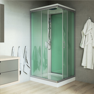 Mereo Sprchový box,čtvercový,90x90x220 cm,satin ALU, litá vanička,s baterií CK34122MS