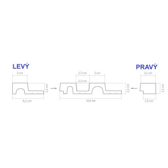 Lamelový nástěnný obklad vnitřní SÉRIE V, ukončovací profil - Dub řemeslný