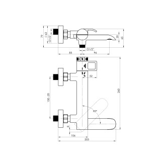 Vanová termostatická baterie COSY-10/K včetně příslušenství, chrom