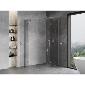 Sprchový kout Mexen Mist-H Duo s pravými panty 90 x 115 cm, průhledný, chrom - 8A5-090L-115P-01-00