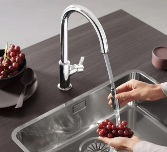 KLUDI BINGO STAR XS Dřezová baterie s vytahovacím výtokem, černá mat 468513978