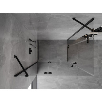Mexen Mist-H Duo sprchový kout s levým výklopným uzávěrem 80 x 75 cm, průhledný, černý - 8A5-080L-075P-70-00