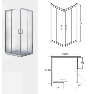 Čtvercový sprchový kout MODERN CHROM 190