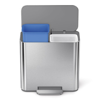 Simplehuman pedálový odpadkový koš na tříděný odpad DUAL MINI 15 L matná černá ocel CW2121