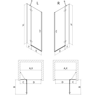 Sprchové dveře Mexen Mist-H s pravými panty 115 cm, průhledné, černé - 8A5-115-000-70-00-P