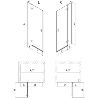 Sprchové dveře Mexen Mist-H L s levými panty 75 cm, průhledné, černé - 8A5L-075-000-70-00-L