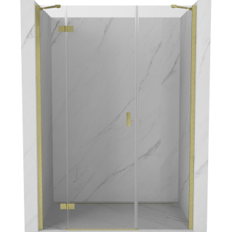 Sprchové dveře Mexen Mist-H s levými panty 160 cm, průhledné, kartáčované zlato - 8A5-160-001-55-00-L