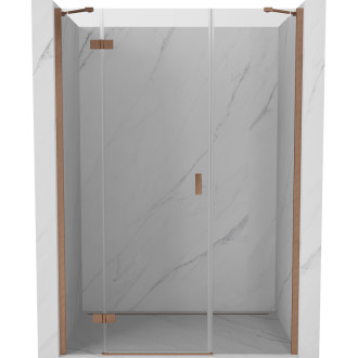 Sprchové dveře Mexen Mist-H s levými panty 155 cm, průhledné, kartáčovaná měď - 8A5-155-001-65-00-L