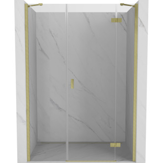 Sprchové dveře Mexen Mist-H s pravými panty 145 cm, průhledné, kartáčované zlato - 8A5-145-001-55-00-P