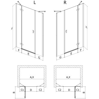 Sprchové dveře Mexen Mist-H s pravými panty 150 cm, průhledné, černé - 8A5-150-001-70-00-P
