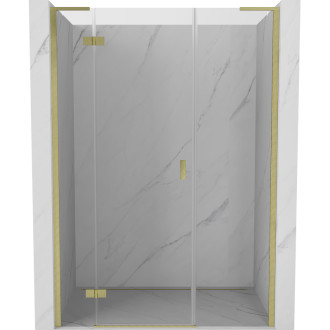 Sprchové dveře Mexen Mist-H L s levými panty 135 cm, průhledné, kartáčované zlato - 8A5L-135-001-55-00-L