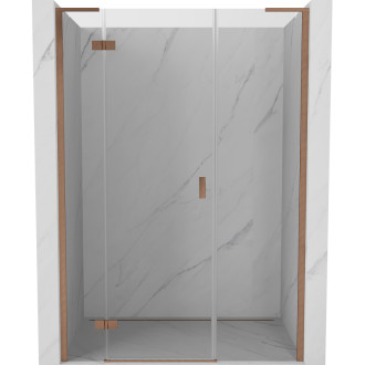 Sprchové dveře Mexen Mist-H L s levými panty 125 cm, průhledné, kartáčovaná měď - 8A5L-125-001-65-00-L