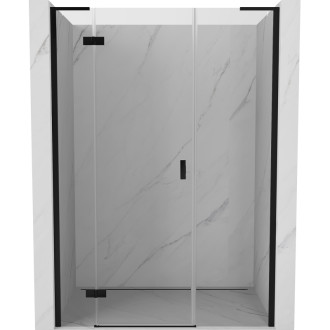 Sprchové dveře Mexen Mist-H L s levými panty 145 cm, průhledné, černé - 8A5L-145-001-70-00-L