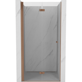 Sprchové dveře Mexen Mist-F levé skládací 120 cm, průhledné, kartáčovaná měď - 8A6-120-000-65-00-L