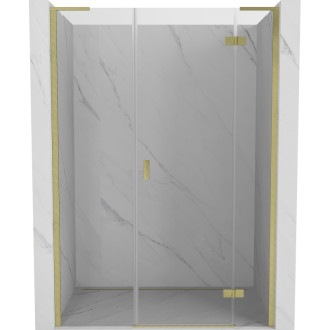 Sprchové dveře Mexen Mist-H L s pravými panty 150 cm, průhledné, kartáčované zlato - 8A5L-150-001-55-00-P