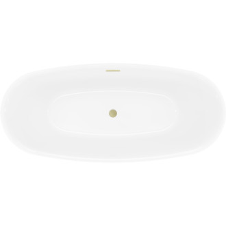 Volně stojící vana Mexen Luvo Slim 170 x 75 cm, bílá, přepad kartáčovaný zlatý - 52801707500-55